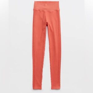 Offline by Aerie Orange Big Chill High Waist Seamless Ribbed Leggings Size M NWT